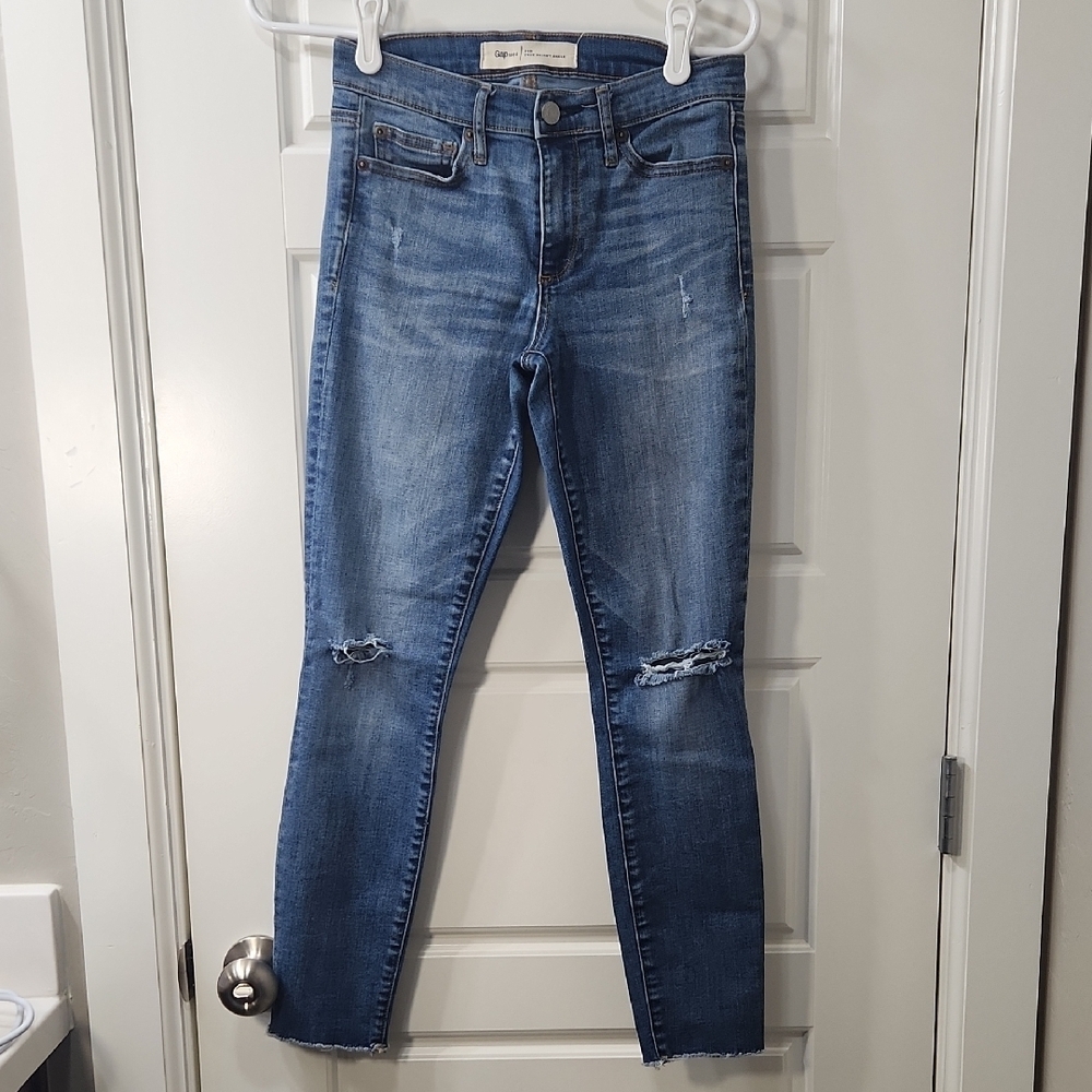 GAP Women's Blue Distressed Skinny Jeans Size 26